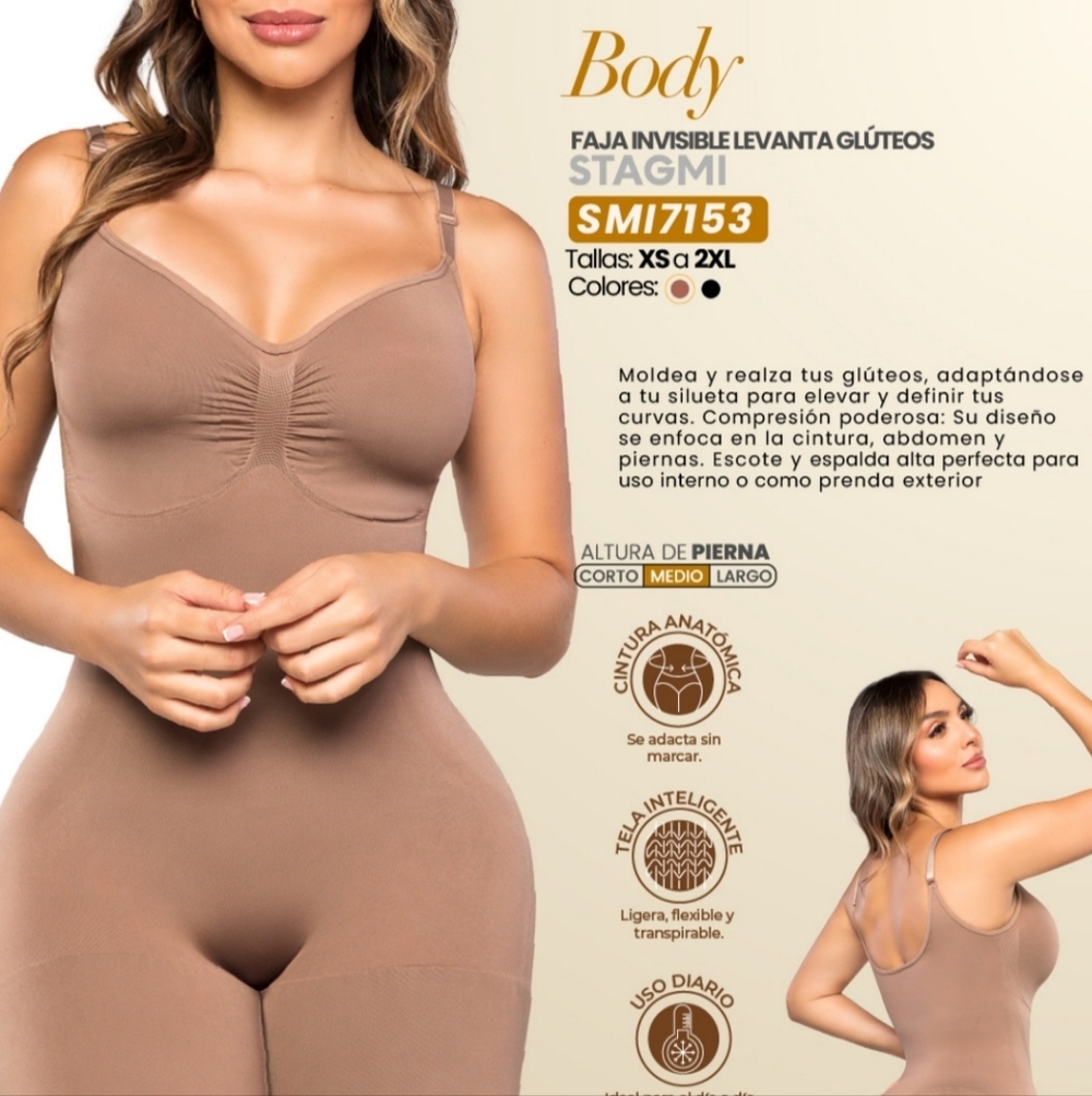 New Colombian Girdle Stagmi Best Body Shaper Jump Suit High Back Fajas + Thong! - Picture 6 of 17